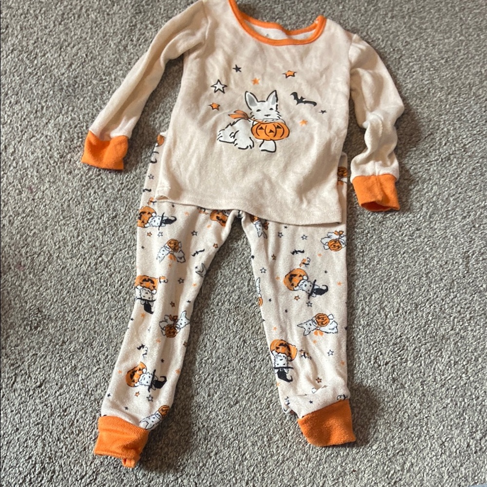 Laura Ashley Cream and Orange Pajama Set with Fox Design